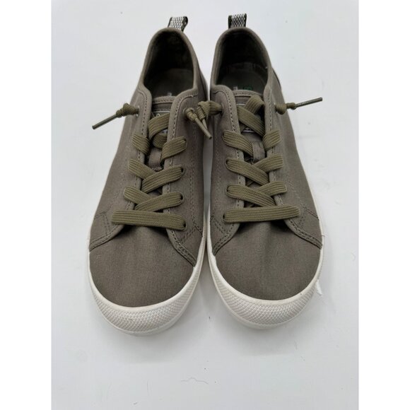 Skechers BOBS Beyond Canvas Slip on Memory Foam Sneakers Olive Green  Casual Sho - Picture 1 of 12